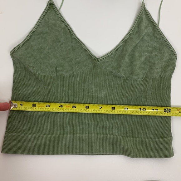 Free People Intimately Brami Sage Green Spaghetti Strap Tube Crop Top Sz M / L - Picture 8 of 9